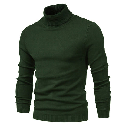2021 New Winter Men Turtleneck Sweater Casual Solid Color Warm Pullover High Quality Slim High Neck Long Sleeve Sweater Men