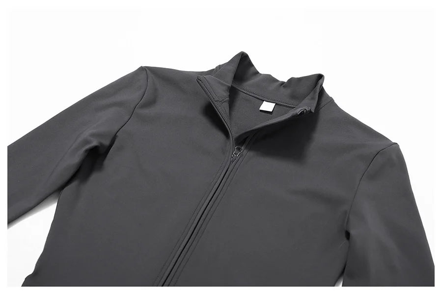 Zipper Workout Jumpsuit Sports Overalls Women Gym Clothing Running Long Sleeves Fitness Gym Tracksuit Short Sportswear Yoga Set