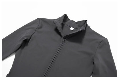 Zipper Workout Jumpsuit Sports Overalls Women Gym Clothing Running Long Sleeves Fitness Gym Tracksuit Short Sportswear Yoga Set