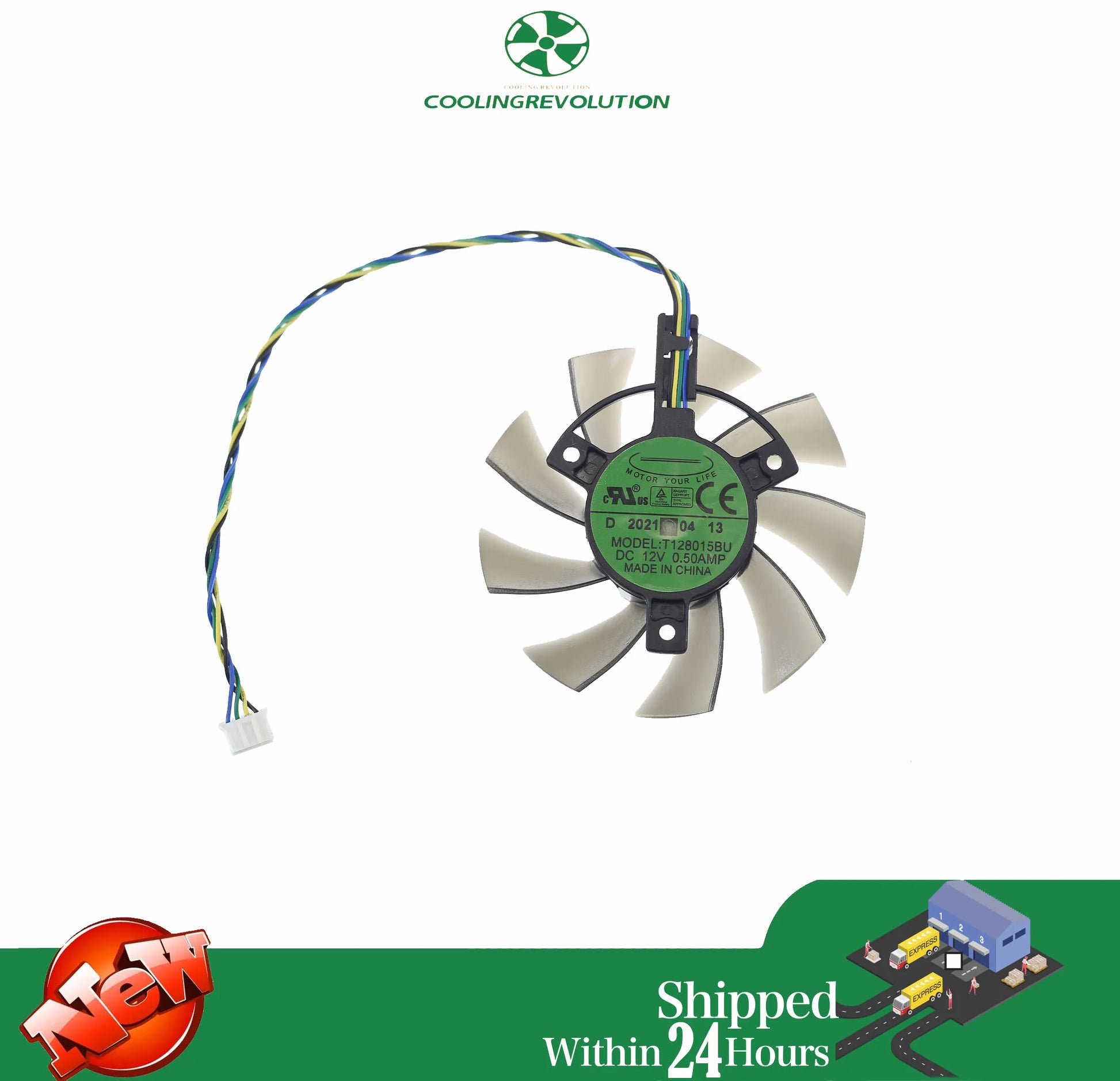 T128015BU FD8015U12D DC12V 0.50AMP Graphics Card Fan For Asus AREZ PH RX550 2G Video Card 4PIN.