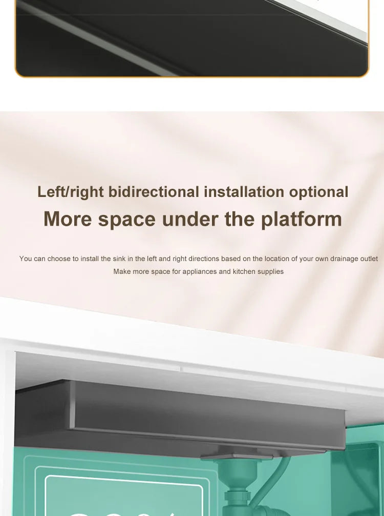 Black Stainless Steel Kitchen Sink Waterfall Sink dishwashing Basin Large Single Sink Household Sink Under The Counter Sink