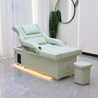 XinSheng 2025 Elektrischer Lift-Shampoo-Bett-Massagetisch – All-in-One-Salonstation mit Begasung, Fußbad und Haarwaschbecken