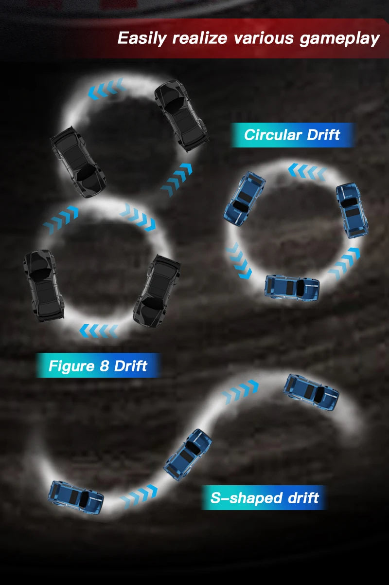 KF30 1:43 4WD Drift Racing Car With Gyroscope Speed Adjustment Real Lighting Control and Damping High Speed RC Cars For Kids Toy.