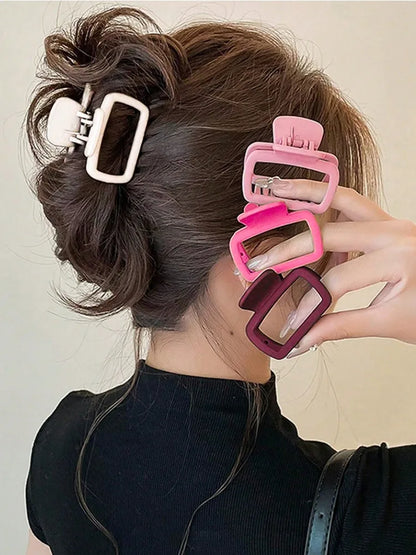 4pcs Women's Square Lightweight Hair Claw Clip Fashionable Elegant Hair Accessory Clip Suitable Hair Styling Makeup.