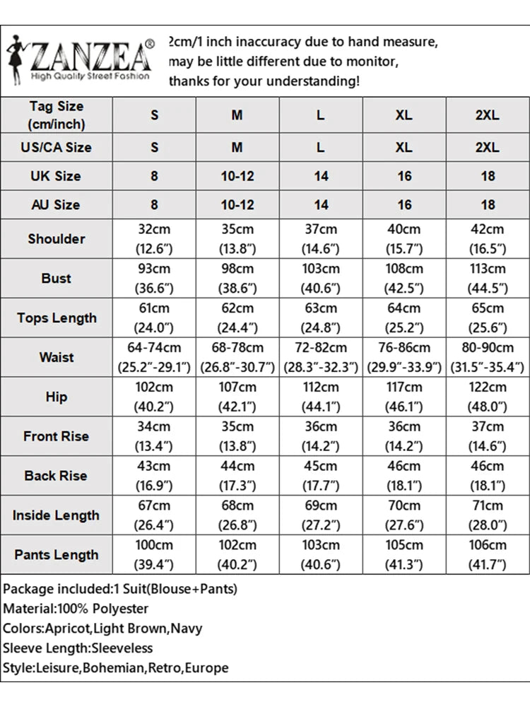 ZANZEA 2025 Summer Outfits Women Fashion Matching Sets V Neck Sleeveless Tanks Tops Trousers Suit 2PCS Solid Work OL Tracksuits.