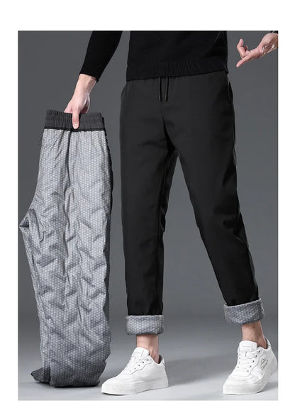 New Winter Men's Down Pants High Quality Thick Warm Goose Down Padded Business Casual Pants for Male Fashion Trousers Outerwear.
