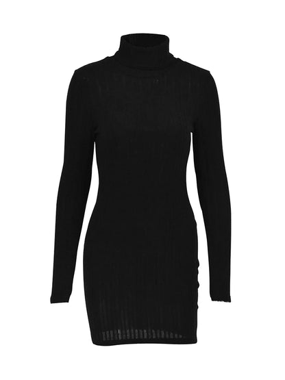 Neue Feste Kleid Frauen Elegante Party Herbst Winter Rollkragen Mit Langen Ärmeln Sexy Mantel Mini Kleider Bodycon Club Gestrickte Kleid