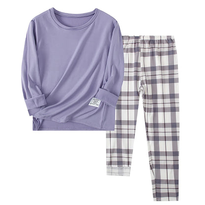2-teilige Langarmhose im Herbst und Winter, geschliffene und verdickte Pyjamas für Männer und Frauen, Heimkleidung für Jugendliche