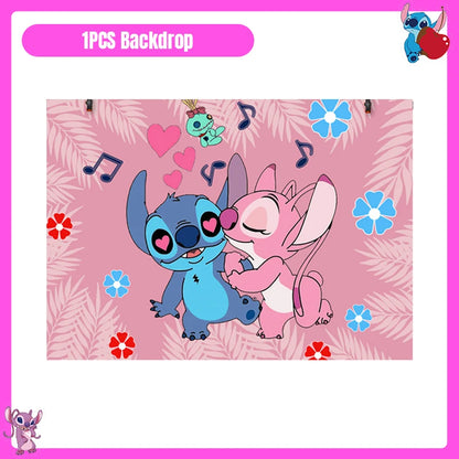 Disney Lilo und Stitch Party Dekoration Geschirr rosa Stitch alles Gute zum Geburtstag Party Thema liefert Ballon Hintergrund Tasse Teller