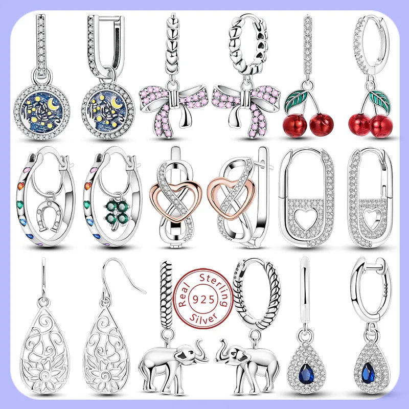 2025 New 925 Sterling Silver Hoop Earrings Flowers Zircon Drop Earrings Stud For Woman Fine Birthday Wedding Party Jewelry Gifts.