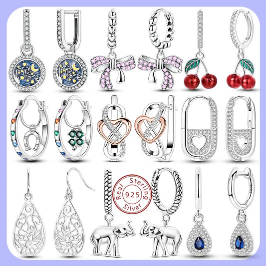 2025 New 925 Sterling Silver Hoop Earrings Flowers Zircon Drop Earrings Stud For Woman Fine Birthday Wedding Party Jewelry Gifts.