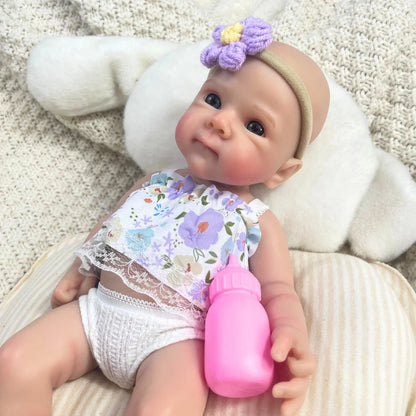 Mini 13 Inch Full Solid Silicone Bettie Reborn Baby Doll Washable Body Girl Adorable Silicone Doll Birthday Christmas Gift.