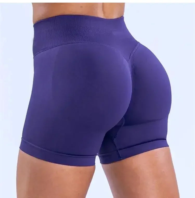 Summer High Waisted Yoga Shorts Women  Fashionable and Sexy Running Fitness Pants Solid Color High Elastic Yoga Leggings