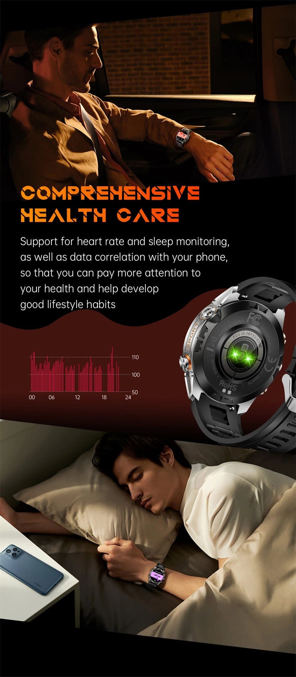 New Outdoor Sport Smart Watch Men 1.46" AMOLED Screen LED Flashlight 515mAh Battery 10ATM Waterproof Bluetooth Call Smartwatch.