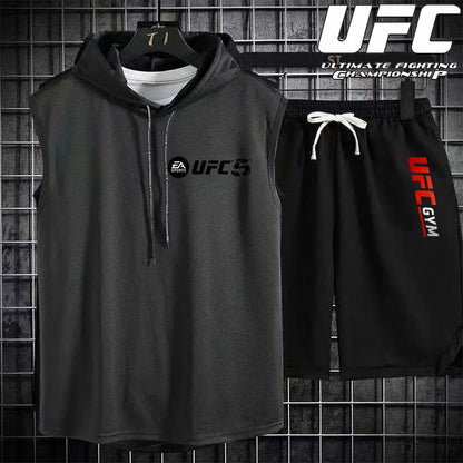 New Summer Men's Two Piece Set Casual T-Shirt and Shorts Set Fashion Short Sleeve Tracksuit Men Women Sports Suit Hooded T-shirt.