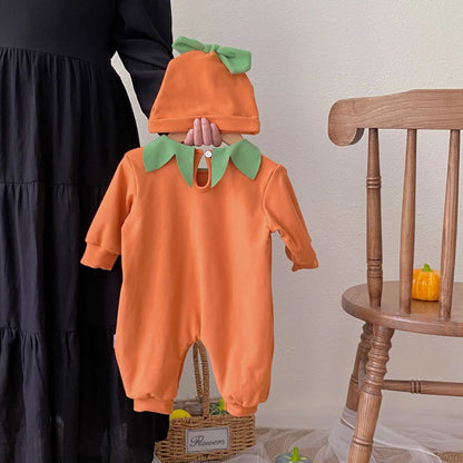 Catton Kürbis Smiley Halloween Baby Neugeborene Kleidung Baumwolle Langarm Strampler mit Hut Zweiteilige Sets Outfits Party Overall.