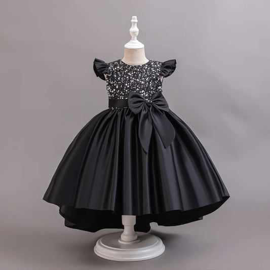 Performance Formelles Partykleid für Mädchen, Kinderkleidung, Paillettenkleider, aktive Kleider für Mädchen, Kinderkleidung, Schwarz, 3 bis 10 Jahre