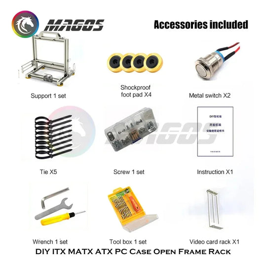 DIY Gamers Cabinet MOD ITX MATX PC Case Open Frame Aluminum Creative ATX Tower Desktop Gaming Computer Chassis Rack.