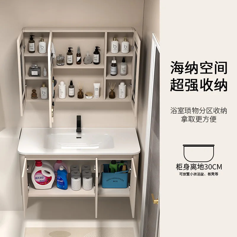 Moderner intelligenter Badezimmerschrank, Wabenstruktur, Aluminium, WC, Waschbecken, Schrank, Kombination, integriertes Keramikwaschbecken, Waschtisch