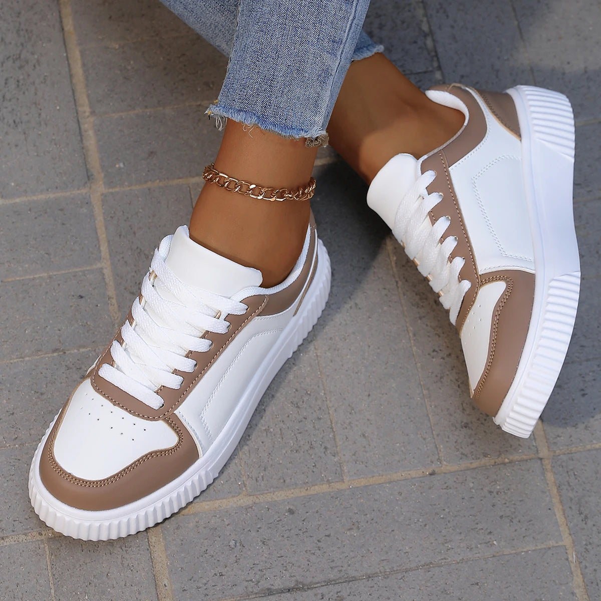 YRZL Womens Sneakers Autumn White Shoes Lightweight Thick Sole Non Slip Skatebaord Shoes Unisex Casual Sports Shoes for Man.