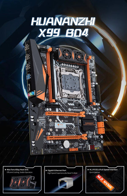 HUANANZHI X99 BD4 with E5 2680 V4 LGA 2011-3 X99 Motherboard Support DDR4 Combo Kit for High-End Gaming And Professional Use.