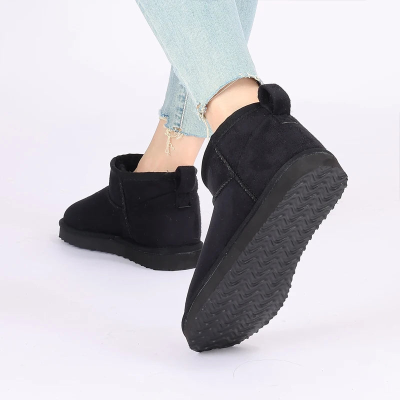 Eyriphy Size: 36-42 New Women's Snow Boots Winter Low-cut Thin Sole Thermal Shoes Gift Boots for Ladies Solid Color Cotton Shoes.