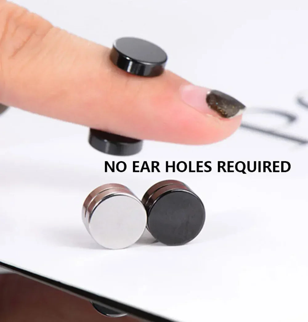3 Pairs Crystal Strong Magnetic Ear Stud Clip Earrings for Men and Women Punk Round Zircon Magnet Earrings Non Piercing Jewelry.