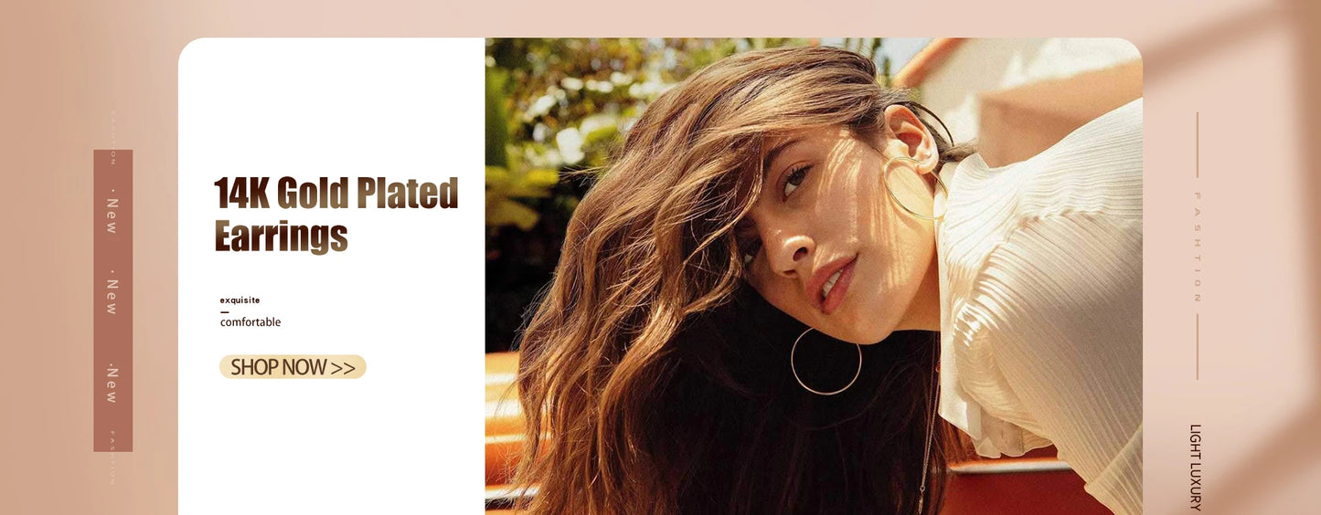 Shevalues Hoop Earrings for Women 14K Gold Plated Jewelry Set for Men New Luxury Piercing Ear Rings Hypoallergenic Earrings.