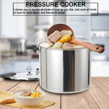 22L Aluminium Alloy Pressure Canner 90Kpa Thickened Explosion-proof Pressure Cooker Pot with Pressure Gauge and Safety Valve.