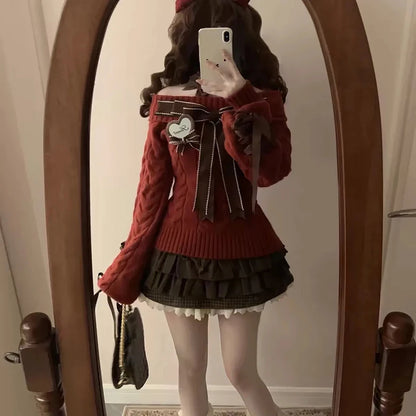 Japanese Sweet Lolita Mini Skirts Women Y2K Kawaii Lace Patchwork Bow Cake Skirt Femme High Waist Preppy All Match A Line Skirts.