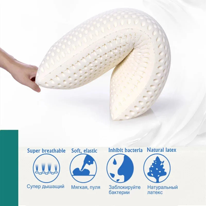 100% Natural Latex Sleeping Bed Pillow Luxury Pillow for Side Back and Stomach Sleepers Orthopedic Pillows Cervical Health Care.