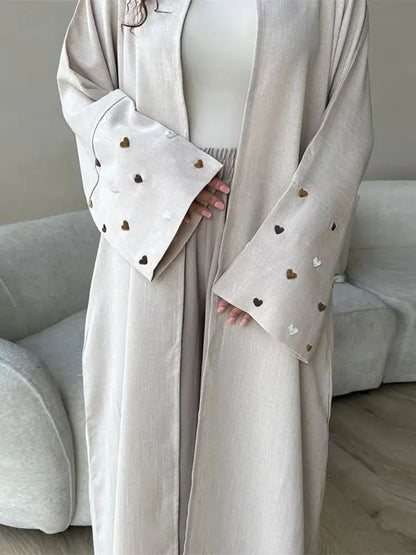 Ramadan Eid Kebaya Abayas For Women Open Heart Modest Kimono Abaya Damen Dubai Turkey Islam Muslim Dress Kaftan Kebaya Caftan.