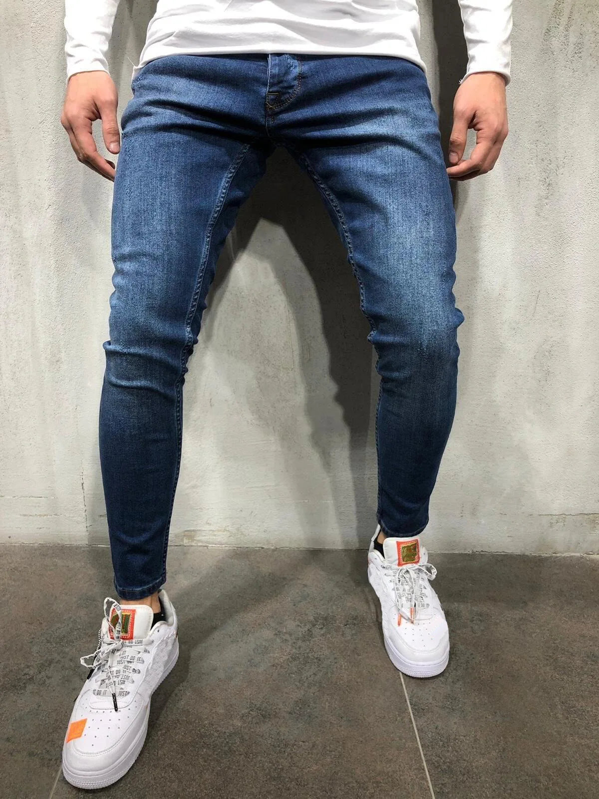 New Style of Denim Men's Jeans Cross-border Ins Trendy Black Slim High Waist Denim Pants Men