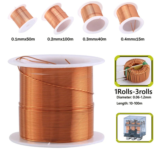 1-3Rolls copper lacquer wire 0.06mm -1.2mm Cable Copper Wire Magnet Wire Enameled Copper Winding Wire Coil Copper Wire.