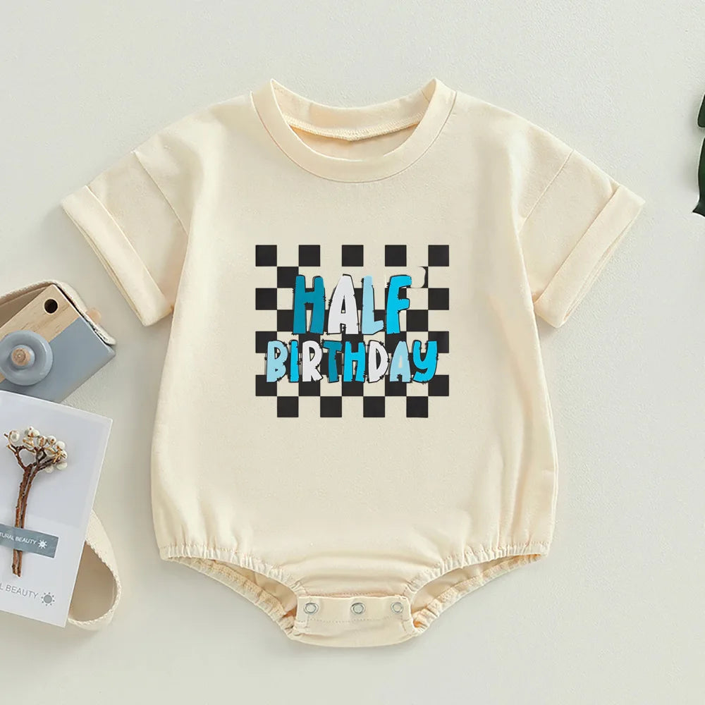 Halber Geburtstag Outfit Baby Jungen Mädchen 1/2 Weg zu einer Blase Stram pler Sommer Kurzarm Kleinkind Baby übergroße T-Shirt Stram pler.