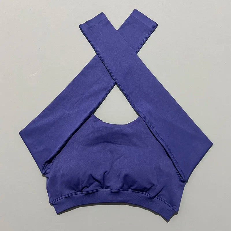 HISTELLO Long Sleeve Crop Top Women Seamless Yoga Tops Backless Clothing Gym Workout Sportswear Strong Supports Sports Shirt.