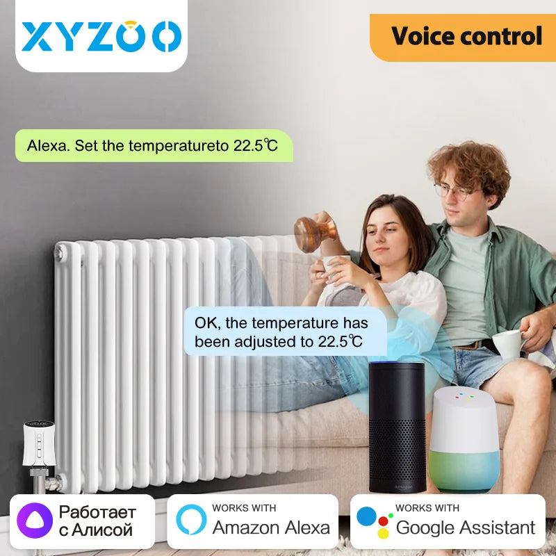 Smart Tuya WiFi/Zigbee TRV Thermostatic Head Radiator Valve Actuator Home Remote Temperature Controller Alexa Google Home Alice.