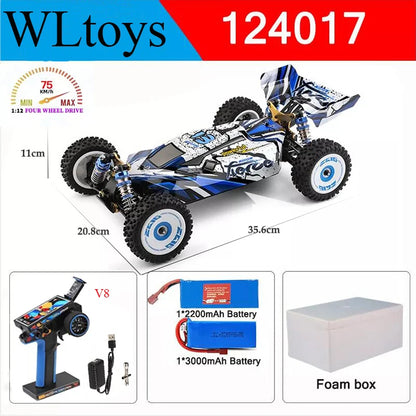 Wltoys New 124017-V8 1/12 2.4G Racing RC Cars 4WD Brushless Motor 75Km/H High Speed Remote Control Off-road Drift Toys For Aduit