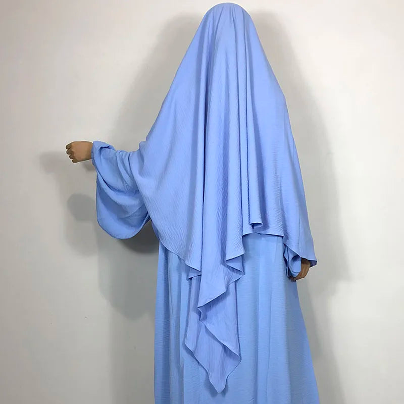 New One Layer Jazz Crepe Diamond Khimar High Quality Muslim EID Ramadan Islamic Clothing Tie Back Prayer Hijab Dropshipping.