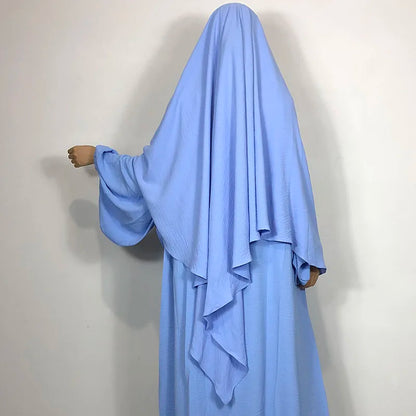 New One Layer Jazz Crepe Diamond Khimar High Quality Muslim EID Ramadan Islamic Clothing Tie Back Prayer Hijab Dropshipping.