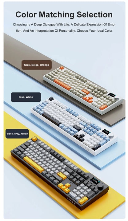 NEW Ajazz AK35I V3 MAX Tri-mode Wired Bluetooth Wireless Gaming Keyboard Gasket Full Key Hot Swap 104 Keys Customized Keyboard.