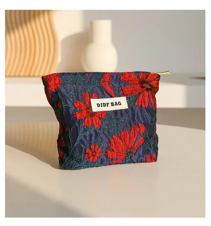 Mini Female Cosmetic Bag Portable Red Soft Small Sanitary Napkin Storage Bag Commuter Coin Key Bag Portable Bank Card Bag