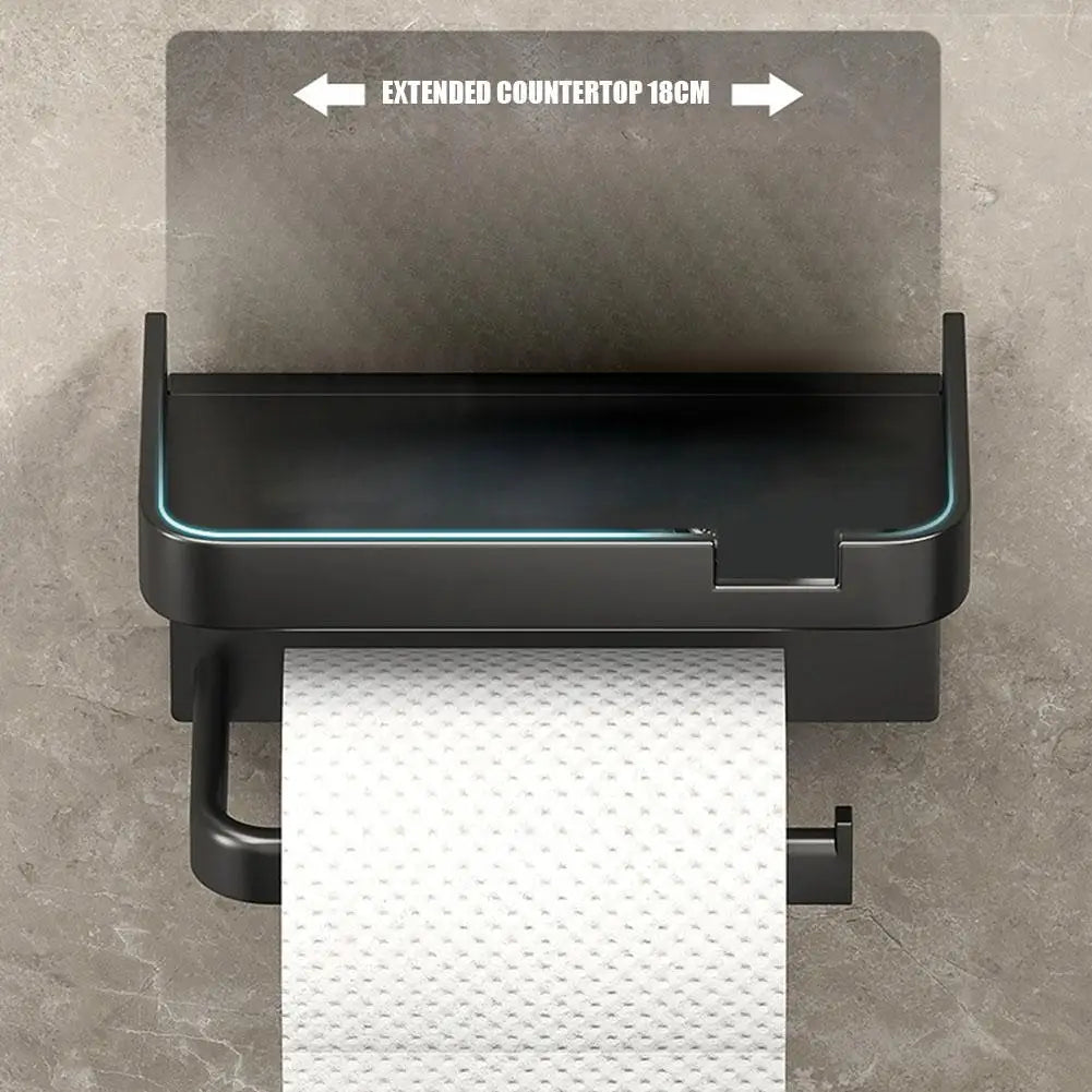 An der Wand montierter Toilettenpapierhalter, rostfrei, verdicktes Kunststoff-Aufbewahrungsregal für Badezimmer, Küche, Toilettenpapierrollenhalter