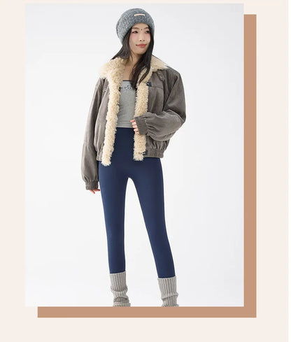 BIVIGAOS New Autumn Winter Cashmere Velvet Shark Leggings Women Red No-trace Thickened High Waist Butt Lifting Warm Leggings