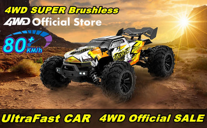 1:16 80km/h Brushless RC Drift Car With LED Lights 4WD Electric High Speed Racing Remote Control Monster Truck for Kids Adults.