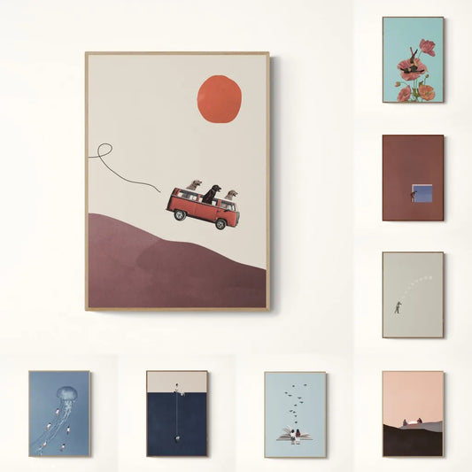 Vintage Abstract Creative Poster Curiosity Funny Whimsy Canvas Prints Premium Collage Wall Art Dorm Living Room Home Decoration.