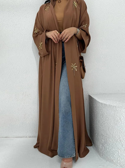 Women Eid Dubai Abaya Luxury Muslim Fashion Sequin embroidery Kimono Cardigan Long Dress Kaftan Robe Femme Islam Clothing Kebaya.