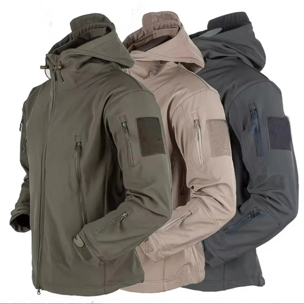 Military Shark Skin Soft Shell Jackets Men Tactical Windproof Waterproof jacket men Army Combat Jackets Mens Hooded Bomber Coats.