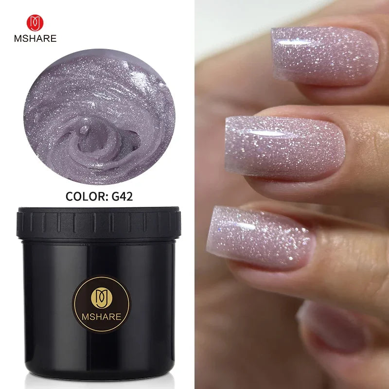MSHARE 50g/250g Shimmer Pink White Acrylic Gel TPO Free Glitter Shiny Extension Acryl Hard Gel Nails Sculpting Construction