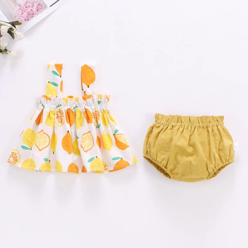 Sommer Neugeborene Baby kleidung für Mädchen Jungen Set Print dünnes Mini kleid und pp Shorts 2 Stück Set Baby Baby kleidung Outfit 6-24m.